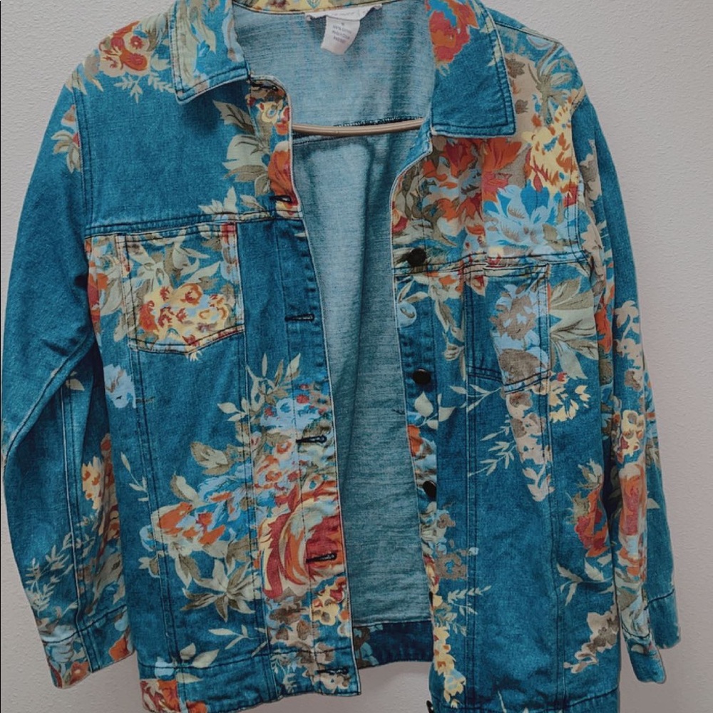 susan graver floral jean jacket